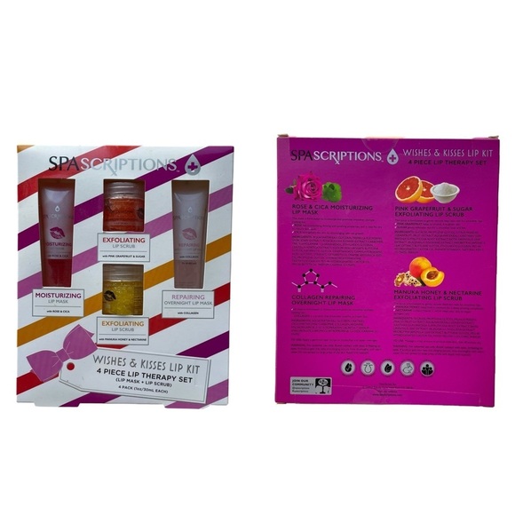 SPA SCRIPTIONS 4PC Lip Therapy Set Wishes & Kisses Lip Mask And Scrub New - Picture 5 of 5